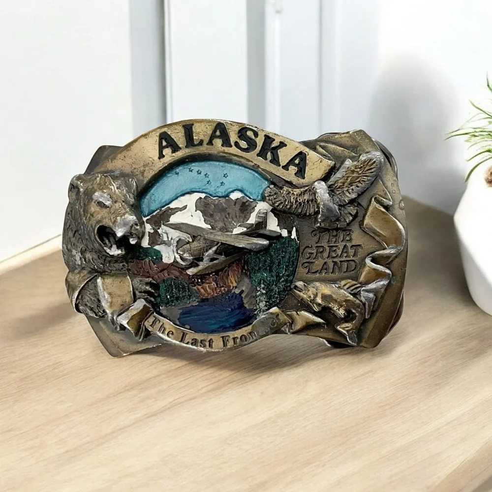 The Great American Buckle Co. 1986 Alaska Bush Plane Multicolor Belt Buckle